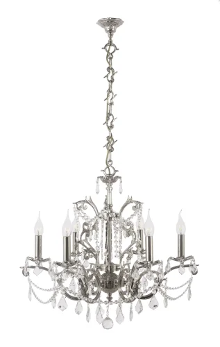 Люстра хрустальная подвесная Forli E 1.1.6.200 N Dio D'Arte без плафона на 6 ламп, основание никель в стиле классический 