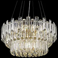 Люстра подвесная хрустальная Lazzara WE107.12.303 Wertmark прозрачная на 12 ламп, основание золотое в стиле модерн 