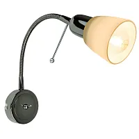 Бра c выключателем  LETTURA A7009AP-1BC Arte Lamp белый 1 лампа, основание чёрное в стиле современный гибкая ножка