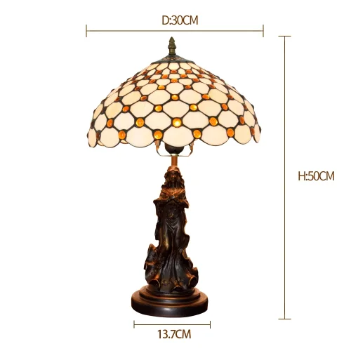 Настольная лампа Тиффани European OFT870 Tiffany Lighting коричневая бежевая 1 лампа, основание коричневое металл в стиле тиффани девушка орнамент фото 6