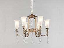 Люстра подвесная 4806/C Newport белая на 6 ламп, основание золотое в стиле арт-деко 