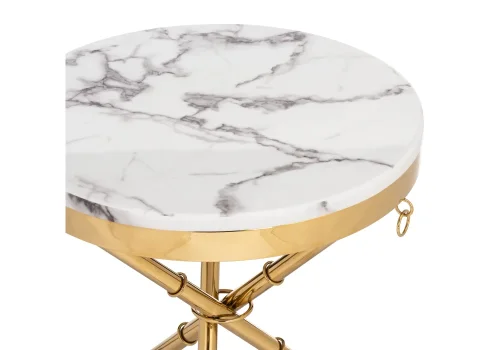 Журнальный столик Monika 50х55 marble / gold 15553 Woodville столешница белая из мдф фото 2