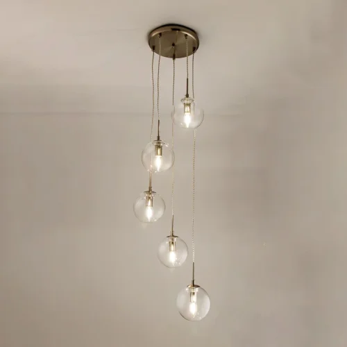 Светильник подвесной Томми CL102051 Citilux прозрачный 5 ламп, основание хром в стиле современный каскад шар фото 2