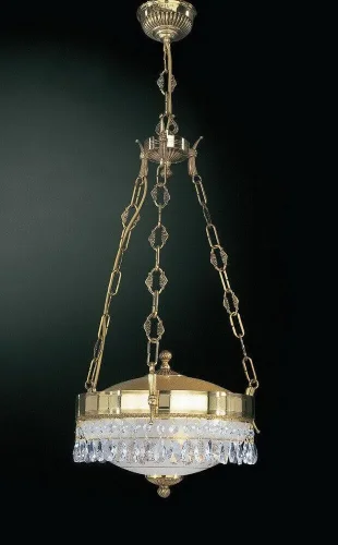 Люстра подвесная  L 6110/2 Reccagni Angelo прозрачная белая на 2 лампы, основание золотое в стиле классический 