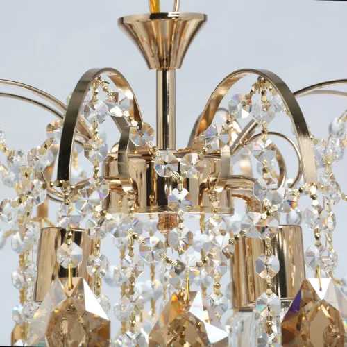 Люстра подвесная Бриз 111014504 DeMarkt прозрачная янтарная на 4 лампы, основание золотое в стиле классический  фото 11