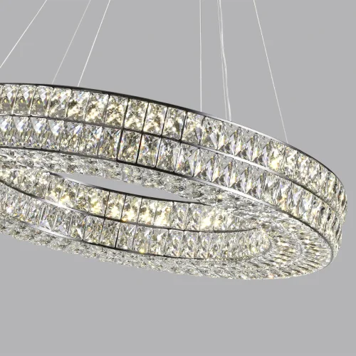 Люстра подвесная LED Panta 4927/85L Odeon Light прозрачная на 1 лампа, основание хром в стиле современный кольца фото 6