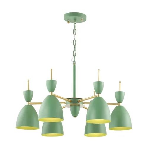 Люстра подвесная Gemma 3785/6 Lumion зелёная на 6 ламп, основание зелёное в стиле современный  фото 2