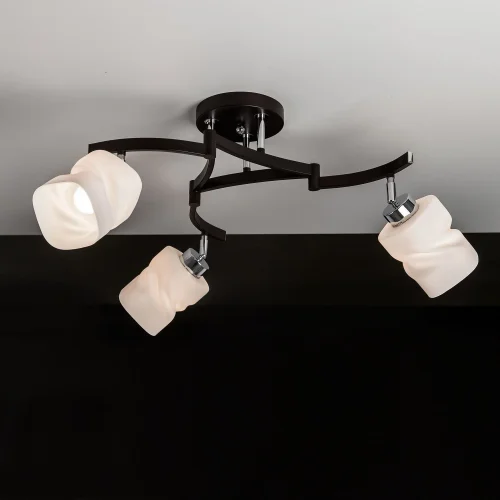 Люстра потолочная Берта CL126132 Citilux белая на 3 лампы, основание коричневое венге в стиле современный  фото 4