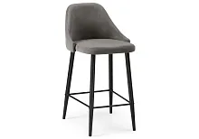Барный стул Джама темно-серый / черный матовый 448667 Woodville, серый/велюр, ножки/металл/чёрный, размеры - ****460*530