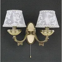 Бра с выключателем A 7034/2  Reccagni Angelo белый 2 лампы, основание античное бронза в стиле классический 