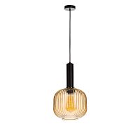 Светильник подвесной Iris 2071-B+BL LOFT IT янтарный 1 лампа, основание чёрное в стиле лофт выдувное