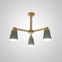 Люстра потолочная PROP 3 Green 191986-23 ImperiumLoft зелёная на 3 лампы, основание коричневое в стиле модерн 