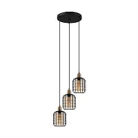 Светильник подвесной Chisle 43499 Eglo чёрный 3 лампы, основание чёрное в стиле кантри лофт 