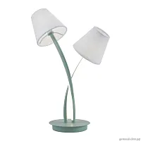 Настольная лампа LED Аэлита 480033302 MW-Light белая 2 лампы, основание зелёное металл в стиле современный 