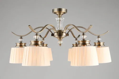 Люстра потолочная Arosio OML-88417-06 Omnilux бежевая на 6 ламп, основание бронзовое в стиле классический  фото 3
