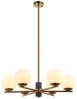 Люстра на штанге Sharo 2150/05/06P Stilfort белая на 6 ламп, основание бронзовое в стиле современный шар