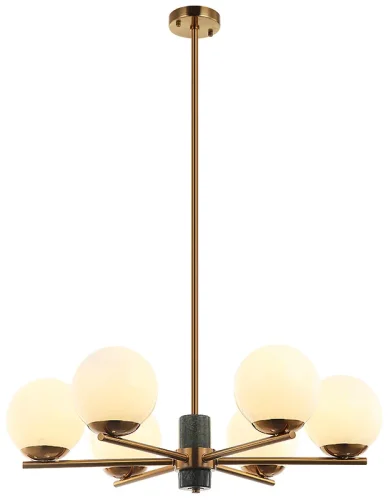 Люстра на штанге Sharo 2150/05/06P Stilfort белая на 6 ламп, основание бронзовое в стиле современный шар