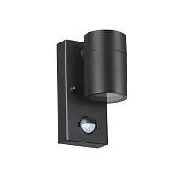 Настенный светильник с датчиком движения Motto 4389/1W Odeon Light уличный IP44 чёрный 1 лампа, плафон чёрный в стиле хай-тек GU10