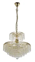 Люстра хрустальная подвесная Salentino E 1.5.40.100 G Arti Lampadari прозрачная на 5 ламп, основание золотое в стиле классика 