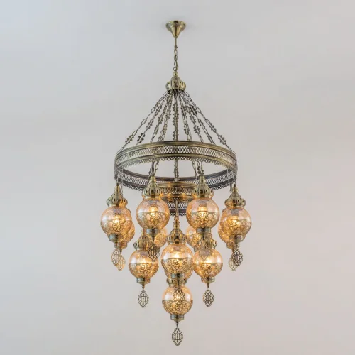 Люстра подвесная Каир CL419193 Citilux янтарная на 13 ламп, основание бронзовое в стиле восточный  фото 2