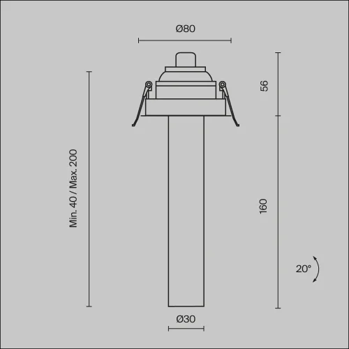 Светильник точечный LED Focus T C140RS-L200-7W3K-BBS Maytoni латунь 1 лампа, основание чёрное в стиле современный хай-тек круглый трубочки фото 8
