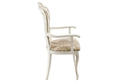 Деревянный стул Bronte молочный / патина 438329 Woodville, бежевый золотой/ткань, ножки/массив бука дерево/молочный, размеры - ****590*550 фото 5