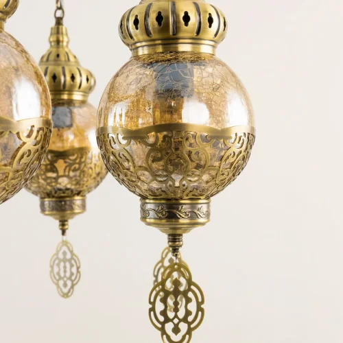 Люстра подвесная Каир CL419183 Citilux янтарная на 9 ламп, основание бронзовое в стиле восточный  фото 5