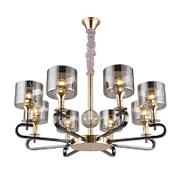 Люстра подвесная Ausonia OML-68703-08 Omnilux серая чёрная на 8 ламп, основание золотое в стиле современный Люстра подвесная Ausonia OML-68703-08 Omnilux серая чёрная на 8 ламп, основание золотое в стиле современный