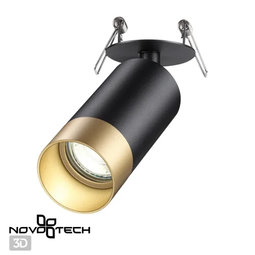 Светильник точечный Slim 370875 Novotech чёрный золотой 1 лампа, основание чёрное в стиле современный  фото 4