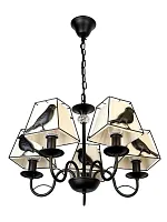 Люстра подвесная Donna TL7510D-05BL Toplight чёрная белая на 5 ламп, основание чёрное в стиле кантри современный птички