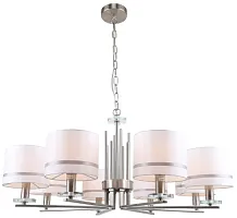 Люстра подвесная Chart 1045/11/08P Stilfort белая на 8 ламп, основание хром в стиле классический Люстра подвесная Chart 1045/11/08P Stilfort белая на 8 ламп, основание хром в стиле классический