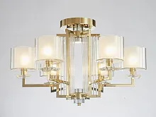 Люстра потолочная 4406/C gold Newport прозрачная белая на 6 ламп, основание золотое в стиле арт-деко 