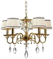 Люстра подвесная VICTORIA WE349.05.303 WERTMARK белая на 5 ламп, основание золотое в стиле классический Люстра подвесная VICTORIA WE349.05.303 WERTMARK белая на 5 ламп, основание золотое в стиле классический