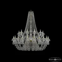 Люстра подвесная 1409/24+12/530/h-160 G Bohemia Ivele Crystal без плафона на 36 ламп, основание прозрачное золотое в стиле классический sp