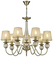 Люстра подвесная 302-503-07 Velante бежевая на 7 ламп, основание бронзовое в стиле классика 