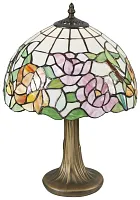 Настольная лампа Тиффани 814-804-01 Velante разноцветная 1 лампа, основание коричневое металл в стиле тиффани цветы