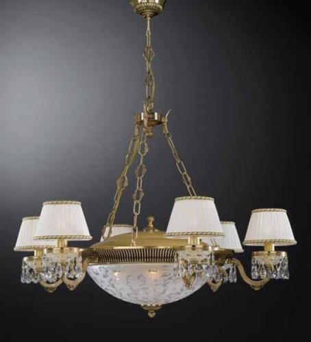 Люстра подвесная  L 6500/6+4 Reccagni Angelo белая на 10 ламп, основание золотое в стиле классический 