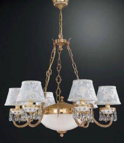 Люстра подвесная  L 8381/6+2 Reccagni Angelo белая на 8 ламп, основание золотое в стиле классический 