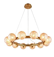 Люстра подвесная Ola APL.764.03.12 Aployt янтарная на 12 ламп, основание бронзовое в стиле современный шар