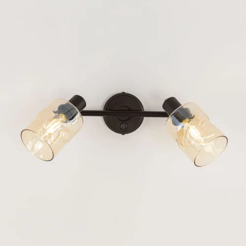 Бра с выключателем Кингстон CL518520 Citilux янтарный на 2 лампы, основание венге коричневое в стиле современный 