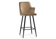 Барный стул Feona dark beige 15072 Woodville, бежевый/велюр, ножки/металл/чёрный, размеры - ****520*540