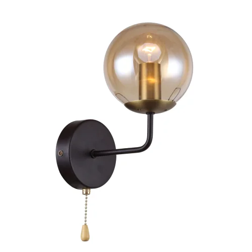 Бра с выключателем Modestus 2344-1W F-promo янтарный на 1 лампа, основание коричневое в стиле современный 
