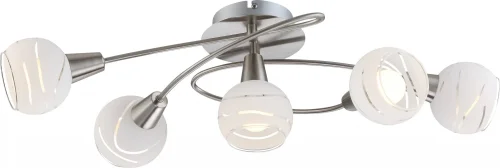 Люстра потолочная ELLIOTT 54341-5 Globo белая на 5 ламп, основание матовое никель в стиле современный 