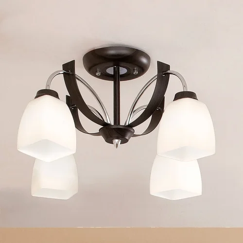 Люстра потолочная Крокус CL128141 Citilux белая на 4 лампы, основание коричневое хром серое в стиле современный  фото 3