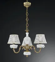 Люстра подвесная  L 9001/3 Reccagni Angelo белая на 3 лампы, основание античное бронза в стиле классический 
