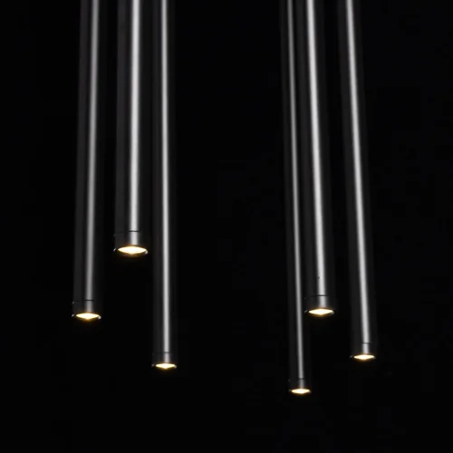 Светильник подвесной LED Ракурс 631018608 DeMarkt чёрный 1 лампа, основание чёрное в стиле хай-тек современный каскад трубочки фото 3