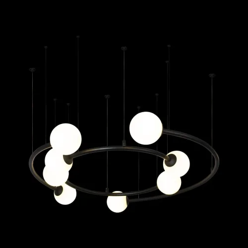 Люстра подвесная Infinite 10155/800 Black LOFT IT белая на 8 ламп, основание чёрное в стиле современный шар фото 2