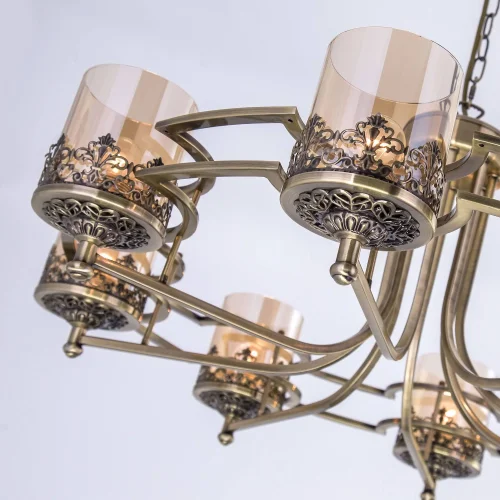 Люстра подвесная Ориент CL464183 Citilux прозрачная янтарная на 8 ламп, основание бронзовое в стиле классический  фото 3