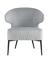 Кресло лаунж Royal Stripes велюр серый УТ000036776 Stool Group, серый/велюр, ножки/металл/чёрный, размеры - *730***670*610мм