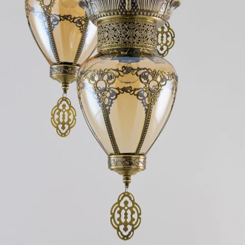 Светильник подвесной Каир CL419233 Citilux янтарный 3 лампы, основание бронзовое в стиле восточный каскад фото 4